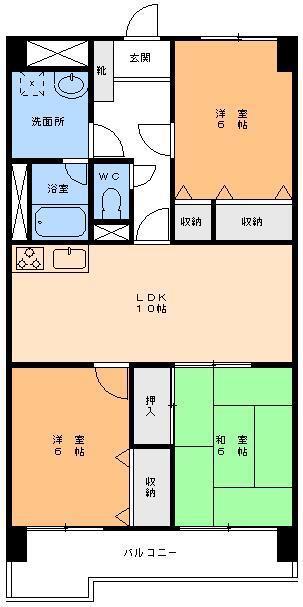 スプリエ道後II(3LDK/2階)の間取り写真