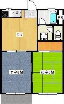 フォーブル青木(2DK/2階)の間取り写真
