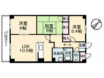 エスポワール21(3LDK/1階)の間取り写真