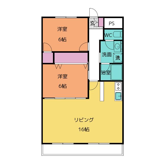 MKタウン江場A(2LDK/6階)の間取り写真