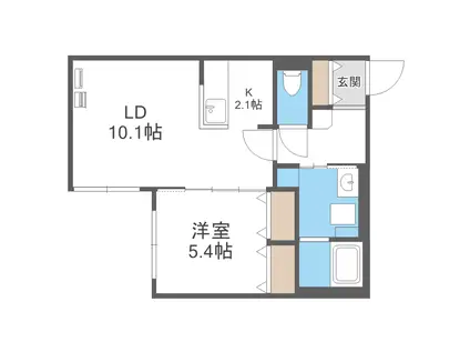 ポムレ北13条(1LDK/1階)の間取り写真