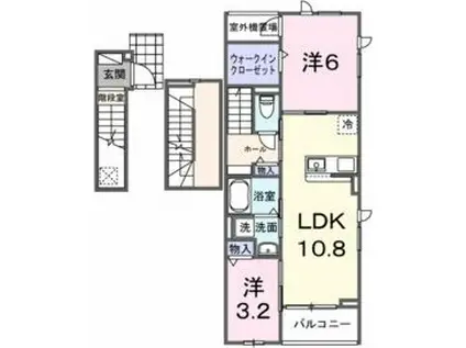 プロスペリタ島田橋(2LDK/3階)の間取り写真