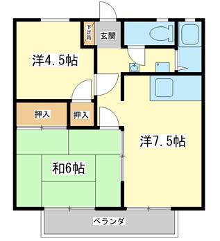 Mハイツ(2DK/1階)の間取り写真