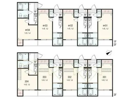 アザーレ・パッシオ本厚木B(1K/3階)の間取り写真