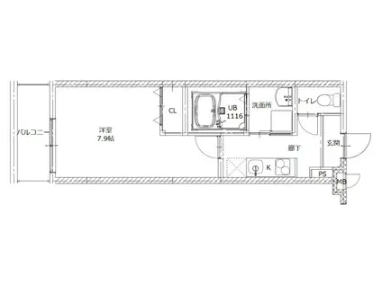 パル堺北花田I番館(1K/2階)の間取り写真