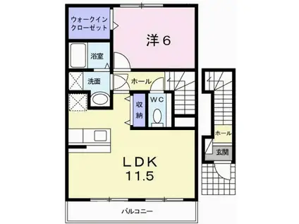 ソレアードI(1LDK/2階)の間取り写真