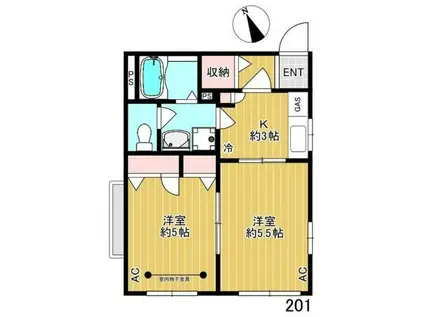 ファミーユK(2K/1階)の間取り写真