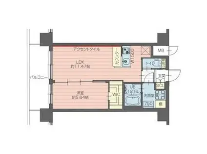 プレジオさくら夙川(1LDK/2階)の間取り写真