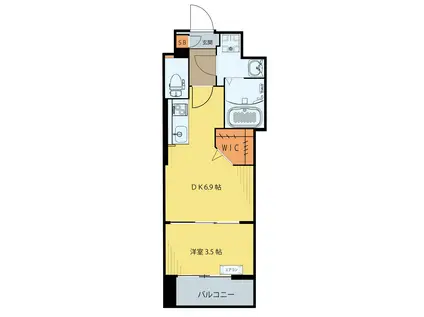 シェルグランデ椌木通(1DK/2階)の間取り写真