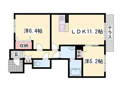 MAST COURT 浜の宮B(2LDK/1階)の間取り写真