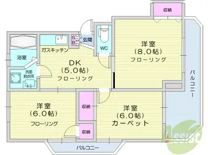 寺崎ハイツ(3DK/3階)の間取り写真
