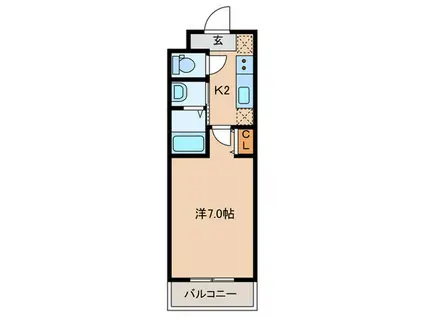 ROOST南武庫之荘(1K/2階)の間取り写真