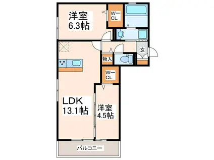 平成MY(2LDK/1階)の間取り写真