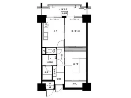 シャンボール大名(2DK/3階)の間取り写真
