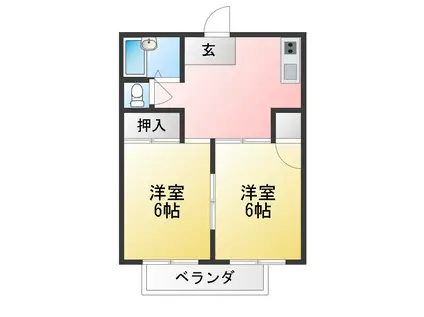 シティハイツやまみちB(2DK/1階)の間取り写真