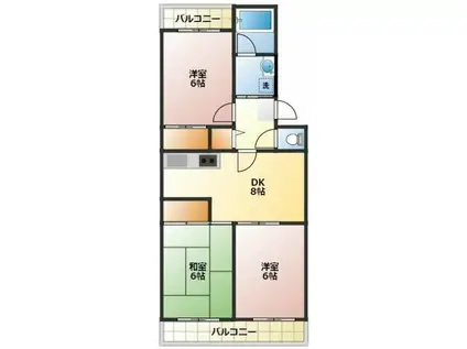 サンモール福生(3DK/1階)の間取り写真