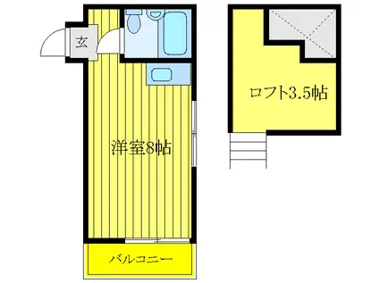 リンリン(ワンルーム/2階)の間取り写真