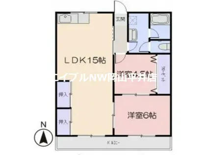 第1真黒ビル(2LDK/3階)の間取り写真