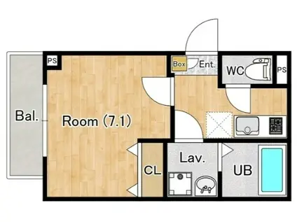 ジーメゾン風渡野(1K/1階)の間取り写真