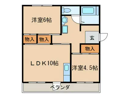 小木ハイツ(2LDK/2階)の間取り写真