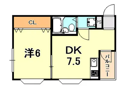 ピアシティ魚崎(1DK/3階)の間取り写真