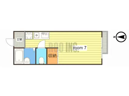 カルム白浜(ワンルーム/1階)の間取り写真