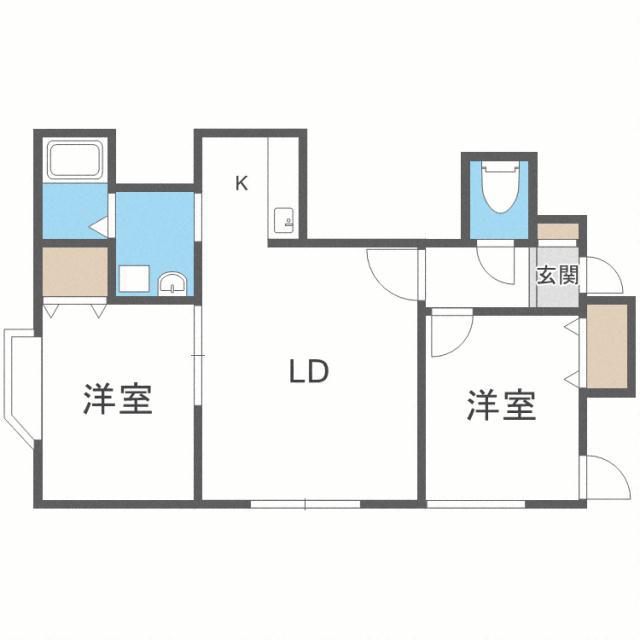 RSGRANDE山鼻(2LDK/2階)の間取り写真