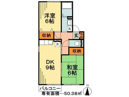 チェリーハウス(2DK/1階)の間取り写真