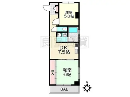 エクセル塩釜(2LDK/4階)の間取り写真
