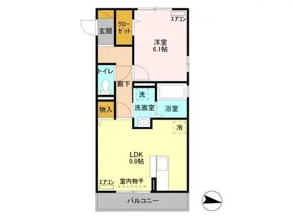 グランサイドヒルズ(1LDK/3階)の間取り写真