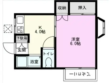 コーポ中村(1K/1階)の間取り写真