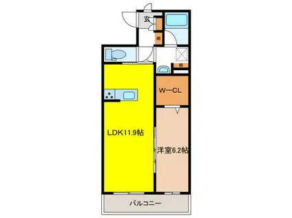 ルミエール稲葉(1LDK/1階)の間取り写真