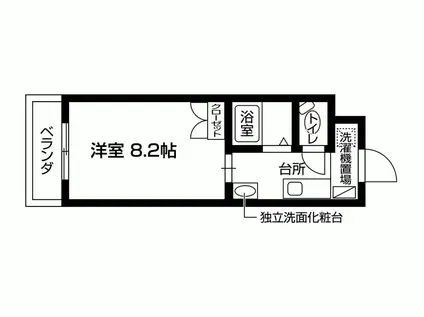 エクセラン調布(1K/2階)の間取り写真