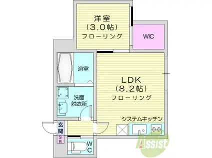 リヨンドール宮城野原(1LDK/1階)の間取り写真