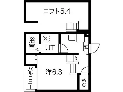 アーバンテラス浮島町(1K/2階)の間取り写真