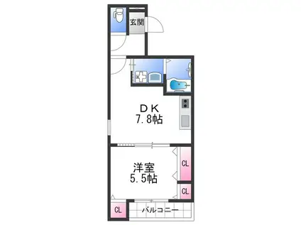 フジパレス高石千代田II番館(1DK/1階)の間取り写真