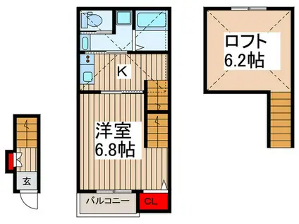 WILL SOLEIL(1K/2階)の間取り写真