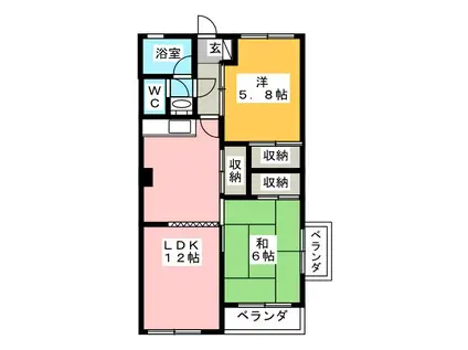 青柑レジデンス(2LDK/4階)の間取り写真