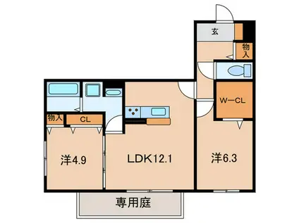 サンパティーク東町(2LDK/3階)の間取り写真