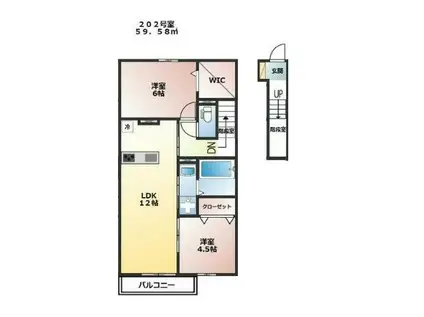 桜丘四丁目TK(2LDK/2階)の間取り写真