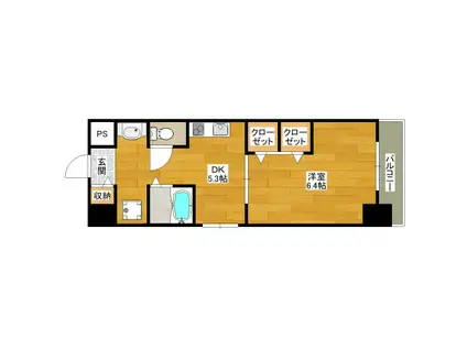 第6関根マンション(1DK/9階)の間取り写真