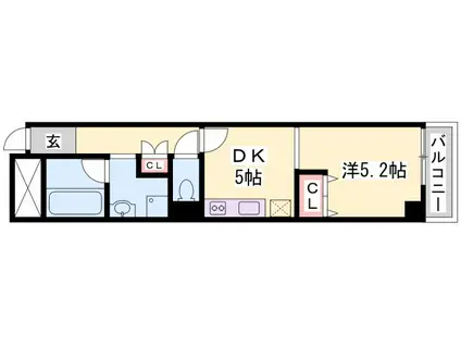 リゾティ城南(1DK/2階)の間取り写真