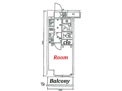 スカイコート品川御殿山(1K/3階)の間取り写真