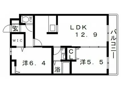 ヴィラ大領(2LDK/1階)の間取り写真