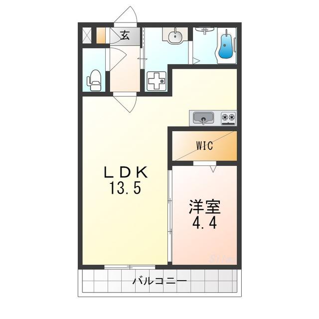 ジーメゾン石津町東アビテ(1LDK/2階)の間取り写真