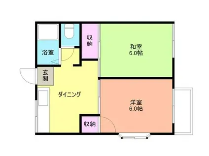 ホワイトハイツミサキII(2DK/1階)の間取り写真