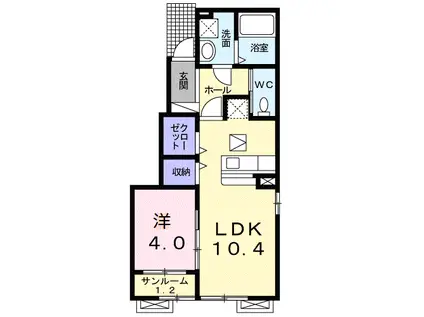 ラベンダ-ハイツ(1LDK/1階)の間取り写真