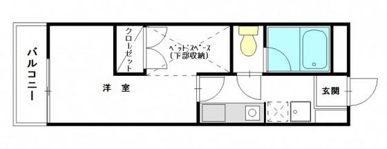 ルームサンコート(1K/1階)の間取り写真