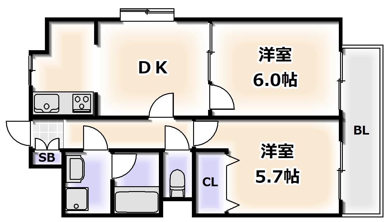BGC難波タワー(2LDK/11階)の間取り写真