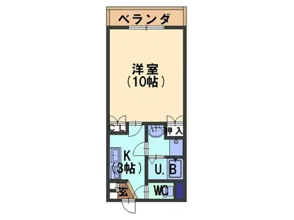 長坂台ツインマンションI・II番館(1K/3階)の間取り写真